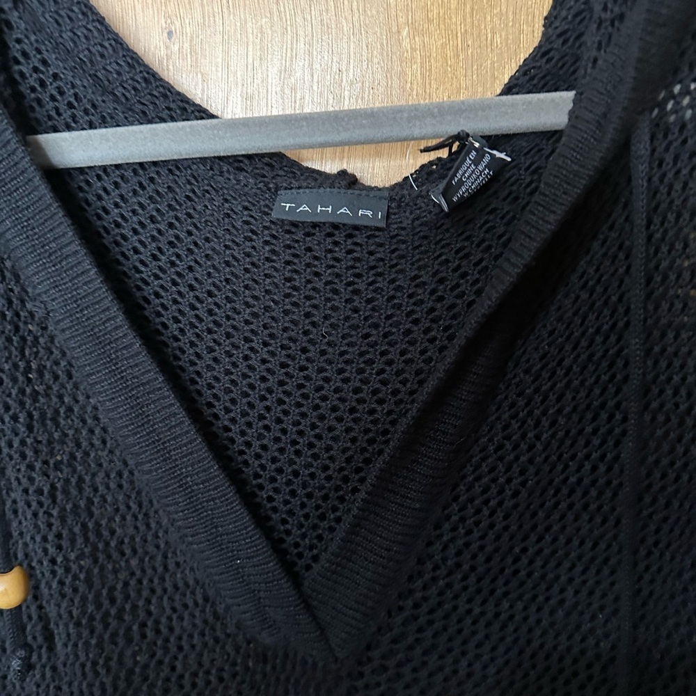 Tahari Black Hooded Long Swim Cover-Up Large - Picture 6 of 10